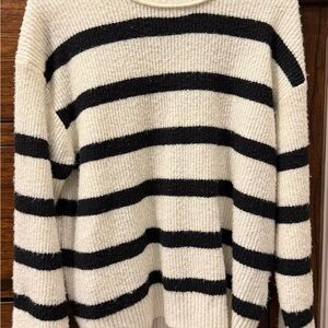 American Eagle Outfitters Black and Cream Striped Sweater, Women’s M